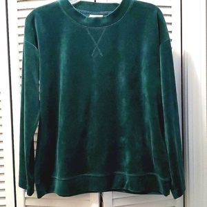 J.JILL women's size small VELOUR Emerald Green pullover sweater sweatshirt